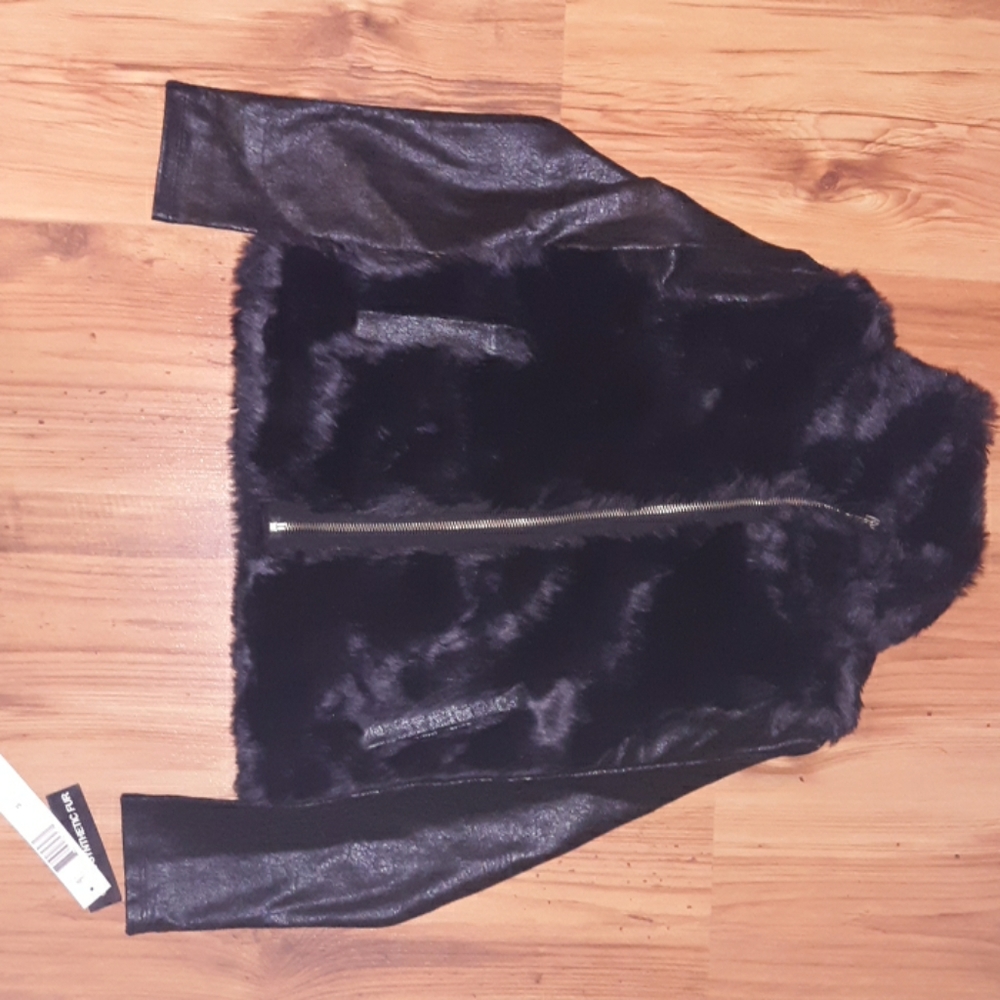 Girls size Medium Black Fur Jacket